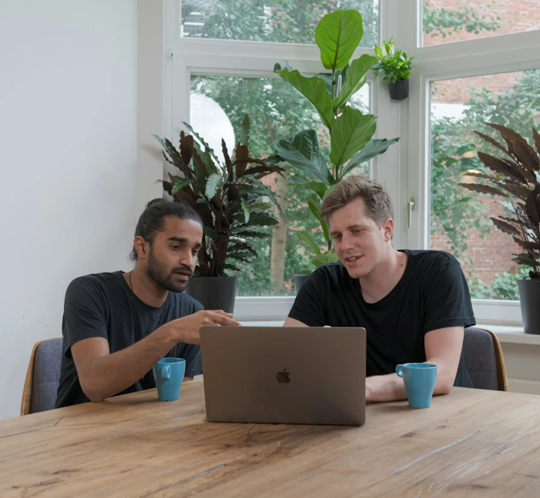 Business team planning together
