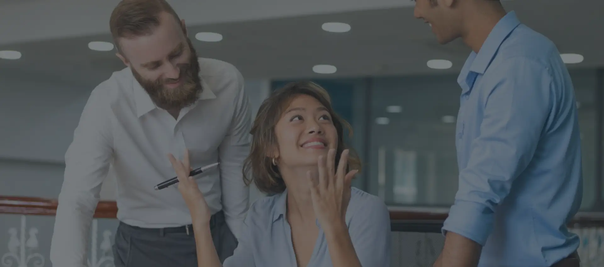Teams collaborating with connected business technology